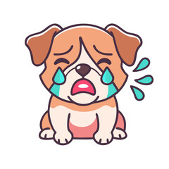 Fototapeta premium Crying dog illustration with tears and sad expression