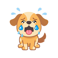 Crying dog with tears expressing sadness and emotion