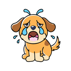 Obraz premium Crying dog illustration with tears and sad expression