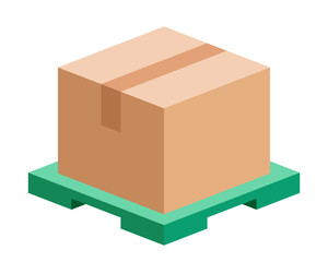 pallet with carton box, parcel box cargo on pallets, brown box, warehouse concept, corrugated shipping box icon, cardboard postage box for transportation