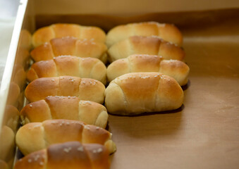 Sat of Shio Pan in baking tray, good taste of fresh bun that soft and delicious after bake.