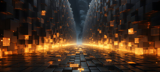 Naklejka premium omposed entirely of cubes in various sizes, forming an abstract representation of centipede