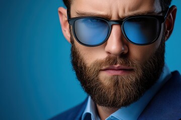 Fototapeta premium Man with stylish sunglasses and well groomed beard