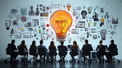 Creative Team Brainstorming Ideas – Diverse Professionals Collaborating in a Modern Office for Innovation and Teamwork