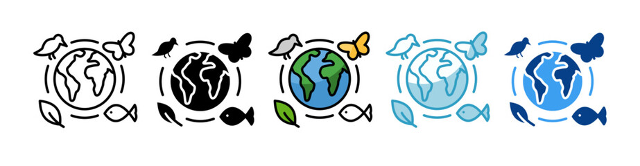 Biodiversity  Icon Set Multiple Style Collection