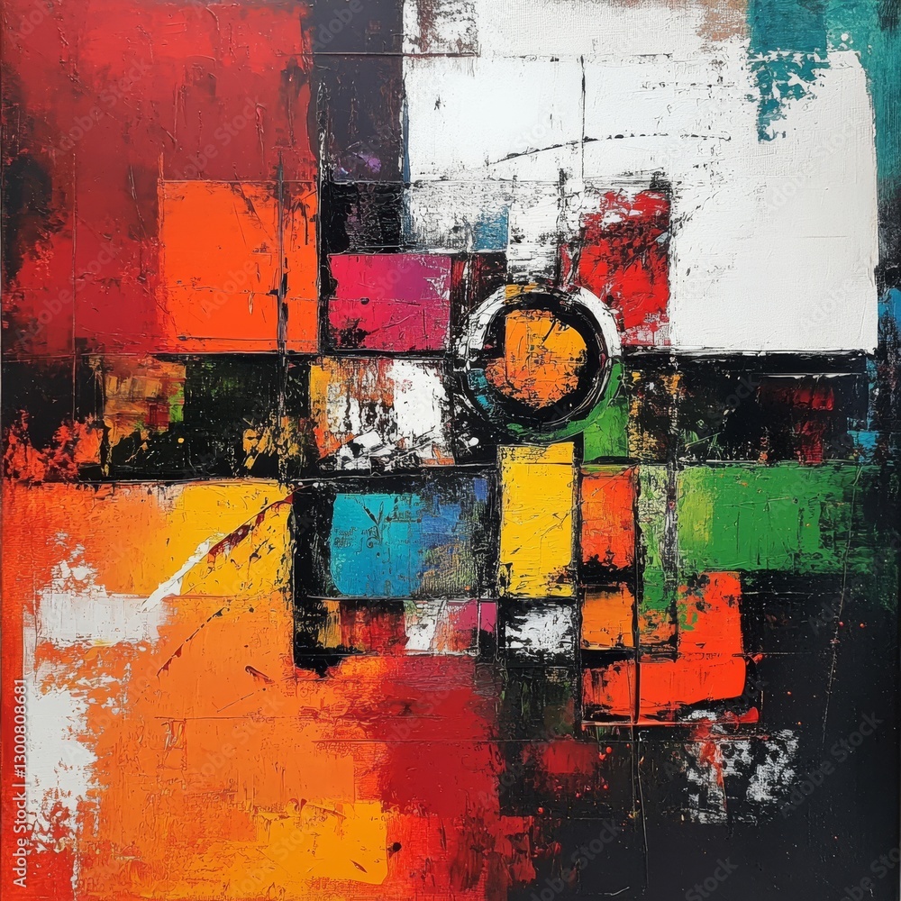 Aufkleber abstract composition: a vibrant exploration of color and form in a geometric arrangement
