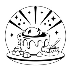 A glyph illustration of sweet caramel cake 