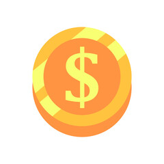 Illustration of a Gold Coin with Dollar Sign,  Design Inspiration, Vector, Hand Drawn, Object, Template