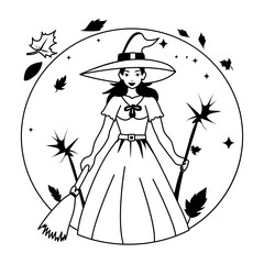 A glyph illustration of autumn witch 