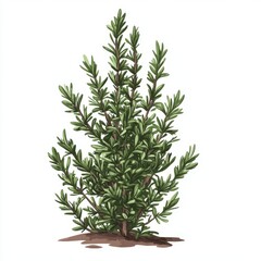 Obraz premium Rosemary plant illustration showing detailed foliage and root system