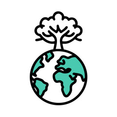 Eco friendly tree growing on Earth symbolizes sustainability