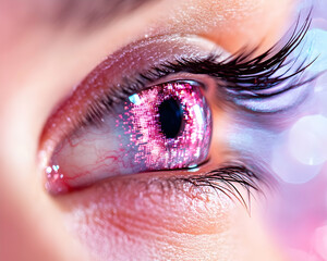 Pink digital eye close-up