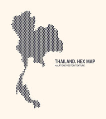 Obraz premium Thailand Map Vector Hexagonal Halftone Pattern Isolate On Light Background. Hex Texture in the Form of a Map of Thailand. Modern Technological Contour Map of Thailand for Design or Business Projects