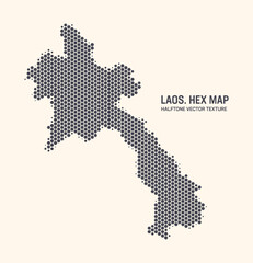 Obraz premium Laos Map Vector Hexagonal Halftone Pattern Isolate On Light Background. Hex Texture in the Form of a Map of Laos. Modern Technological Contour Map of Laos for Design or Business Projects
