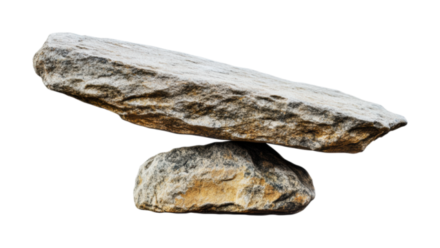 Balanced rocks on a white background showcasing nature's artistry and geological wonders suitable for decor or educational purposes, cut out
