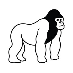 gorilla black silhouette on white background 