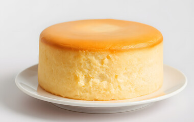 Chiffon cake on a white plate is perfect for bakery ads, food blogs, and dessert recipes. Tempting treat for culinary projects