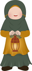 Cute girl holding lantern illustraTion 