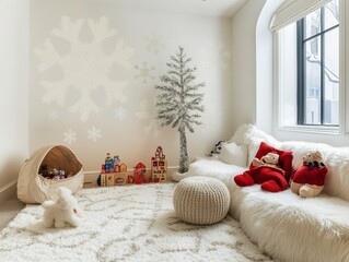 Obraz premium A Cozy Childrens Christmas Themed Playroom