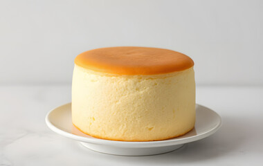 Chiffon cake on a white plate is perfect for bakery ads, food blogs, and dessert recipes. Tempting treat for culinary projects