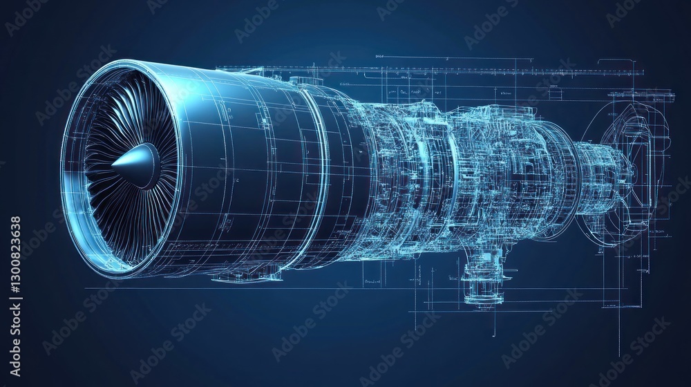 Aufkleber a digital rendering of a jet engine showcasing its detailed design and engineering.