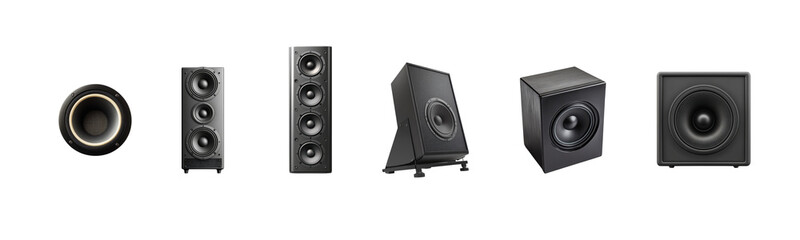 Obraz premium Diverse Collection of High-Quality Audio Speakers and Subwoofers
