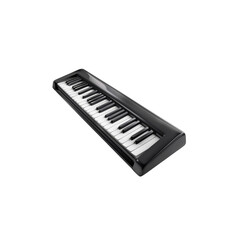 Black Melodica on a White Background with Piano Keys Displayed