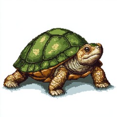 Fototapeta premium Pixel Art Depiction Of A Small Green Turtle