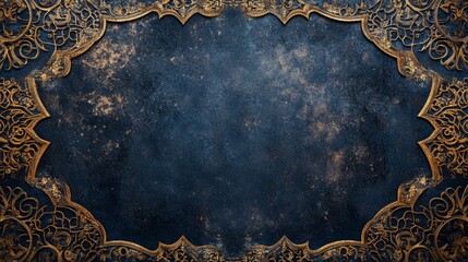 Ornate Golden Frame on a Dark Blue Background