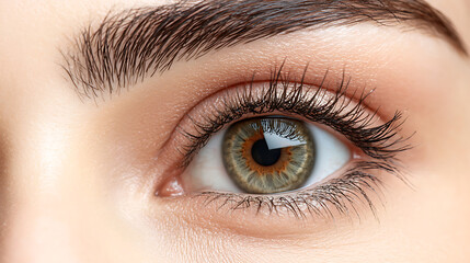 Obraz premium A woman's eye with a brownish-green color. generated using AI