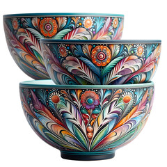 Colorful Decorative Bowls for Cinco de Mayo &ndash; Festive Illustration isolated on transparent background