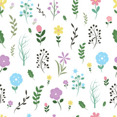Beautiful seamless floral pattern with summer flowers. Flowers vector illustration