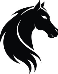 black and white illustration- horse head silhouette 