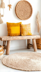 Rustic bench, boho decor, entryway (1)