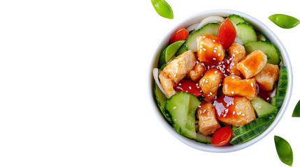 Generous bowl of delicious food featuring tender chops and accompaniments for a satisfying and hearty meal experience