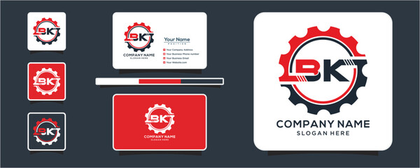 Letter BK gear vector logo template This design is suitable for technology industrial or automotive