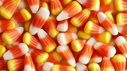 A close-up shot of candy corn arranged in a scattered pattern transparent background. Isolation - Cave. Illustration