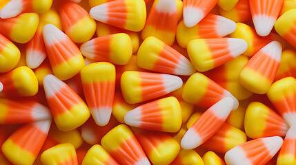 A close-up shot of candy corn arranged in a scattered pattern transparent background. Isolation - Cave. Illustration
