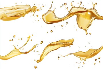 High-Resolution Golden Oil Splashes for Marketing Materials