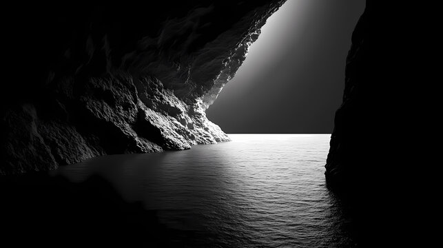 A minimalist black background, ideal for showcasing products or artwork, emphasizing simplicity and elegance. Isolation - Cave. Illustration