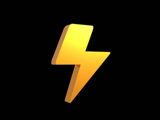 yellow thunder icon 3d render isolated on white background
