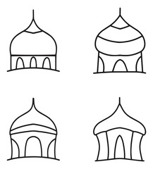 Islamic Minaret Tombs Set. Mosque Tombs., Clipart.