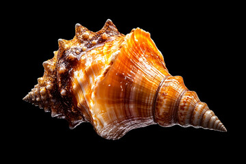 Seashell on black background