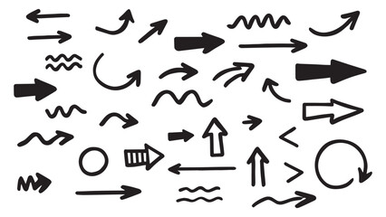 Arrow icons set. Collection of hand drawn arrows. Vector illustration