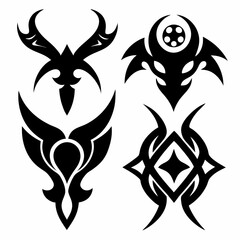 silhouette Neo tribal tattoo icon design vector illustrations. tribal tattoo design with wings