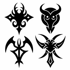 silhouette abstract Tribal Tattoo Pattern set icons design vector illustrations