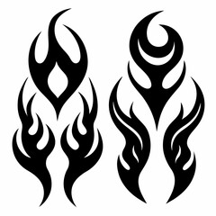 silhouette set of fire flames tattoo icon vector illustrations