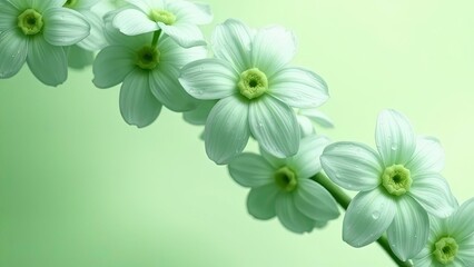 Serene Pastel Green Flowers Floral Background Spring Blossoms Nature Beauty