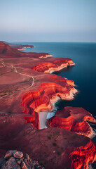 bay of fires from above, masterpiece. with white shades