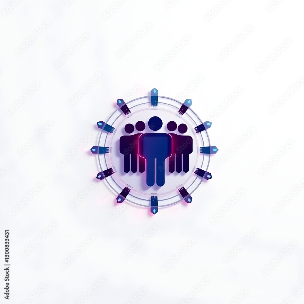 Poster a graphic of a group of people forming a clock in a flat style, showing a concept of time, community